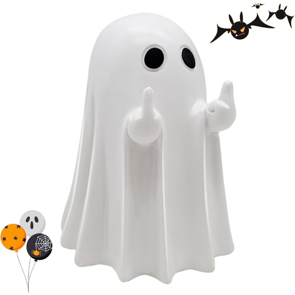 Halloween Resin Ghost Middle Finger Figurine Statue Decorations For Home Decor